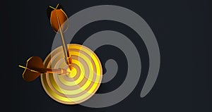 target with a dart in the center. Concept of objective attainment. golden target