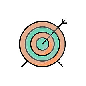 Target, Dart, Goal, Focus  Flat Color Icon. Vector icon banner Template