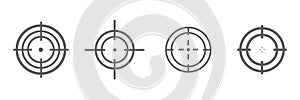 Target destination icon large set. Focus cursor bull eye mark elements.