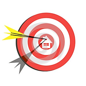 Target Flat Icon Design. Aim with House