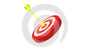 Target and a glowing golden arrows on white background, 3D illustration