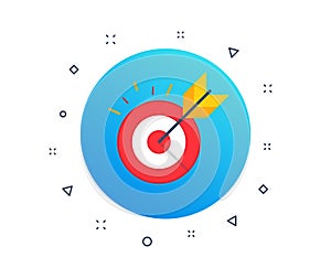 Target goal icon. Marketing targeting strategy symbol. Aim target with arrow sign. Vector