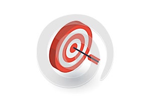 Target, goal, success marketing concept, arrow center isometric flat icon. 3d vector