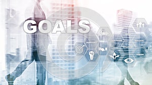 Target Goals Expectations Achievement Graphic Concept. Business development to success and growing