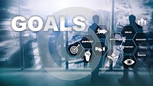 Target Goals Expectations Achievement Graphic Concept. Business development to success and growing growth.