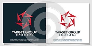 Target group logo abstract with arrow concept Premium Vector