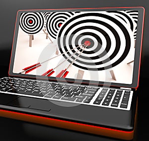 Target Hit On Laptop Showing Perfect Shot