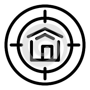 Target house icon, outline style