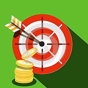 Target Icon with Dollar Coins.