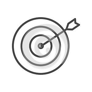 Target Icon in Linear Style with Editable Stroke Isolated on White Background. Accuracy and Strategy Sign. Vector Illustration