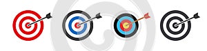 Target icon vector illustration. opportunity market objective arrow hit goal concept isolated on white background