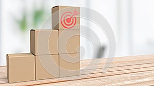 The target icons on paper box for Business concept 3d rendering