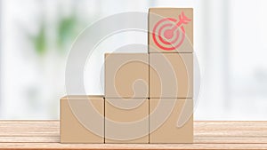 The target icons on paper box for Business concept 3d rendering