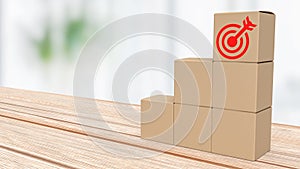 The target icons on paper box for Business concept 3d rendering