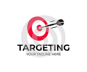 Target logo design. Dartboard and dart vector design