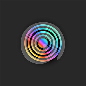 Target logo trendy bright gradient, diverging circles from the center with 3D effect