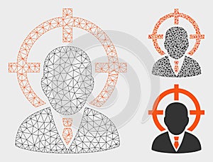 Target Man Vector Mesh 2D Model and Triangle Mosaic Icon
