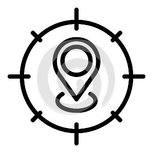 Target map pin icon, outline style