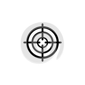 Target Mark, Sniper Rifle Scopes, Aim. Flat Vector Icon illustration. Simple black symbol on white background. Target