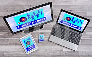 Target market concept on different devices