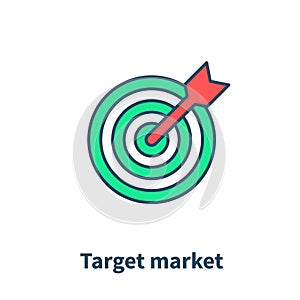 Target market concept icon, audience, focus group, crowdsourcing and crowdfunding, public relations, vector illustration