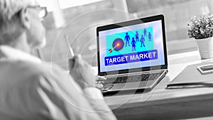 Target market concept on a laptop screen