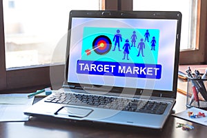 Target market concept on a laptop screen