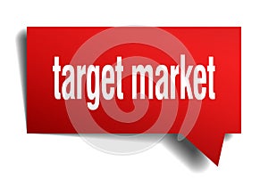 Target market red 3d speech bubble