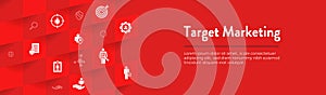 Target Marketing Icon Set and Web Header Banner with specific targeted persona