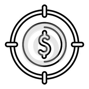 Target money help icon outline vector. Style business team