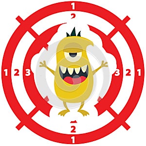 Target with monster flat style yellow color on white background