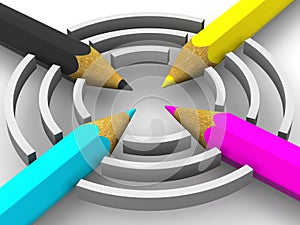 Target from pencils. CMYK