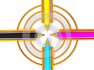 Target from pencils. CMYK