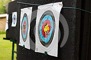 The target for practicing archery outdoors