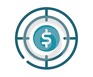 Target profit goal single isolated icon with solid line style