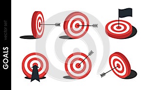 Target. Red aim, arrow, Idea concept, perfect hit, winner, target goal icon. Success abstract pin logo