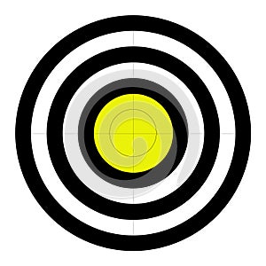 Target for shooting. on white background. black and white with yellow center