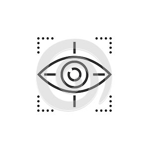 Target symbol icon vector, eye tracking line icon, outline vector logo illustration, linear pictogram isolated on white