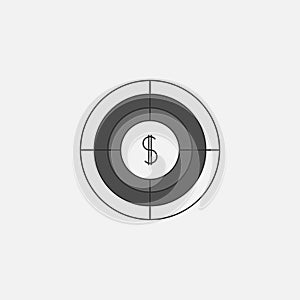 Target symbol icon for web in trendy style isolated on grey background
