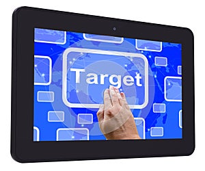 Target Tablet Touch Screen Shows Aims Objectives Or Aspirations photo