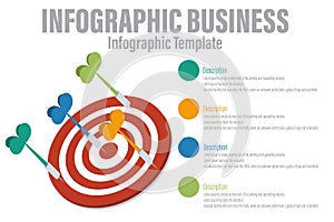 A target with a target and arrows that says infographics. presentation vector infographic. Infographic template for business.