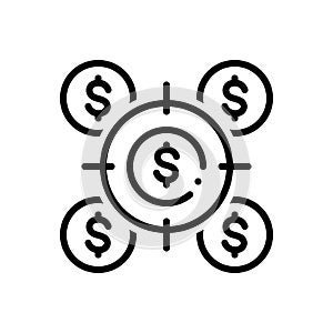 Black line icon for Target, goal and business