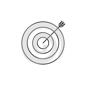 Target thin line icon, bullseye outline vector logo illustration