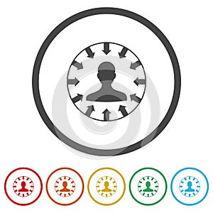 Target user icon. Set icons in color circle buttons
