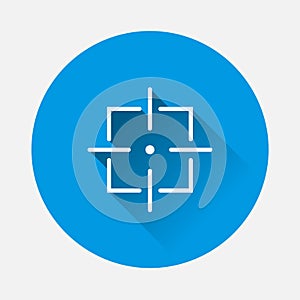 Target vector icon on blue background. Flat image symbol of the