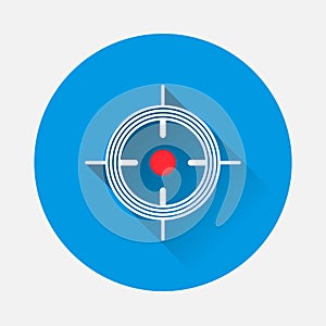 Target vector icon on blue background. Flat image symbol of the