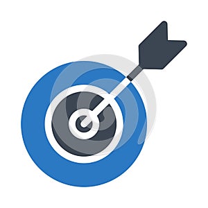 Target glyph color flat vector icon