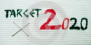 target 2020 war concept displaying on white background