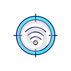 Target on wifi sign RGB color icon