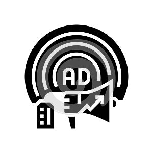 targeted ads social media glyph icon vector illustration